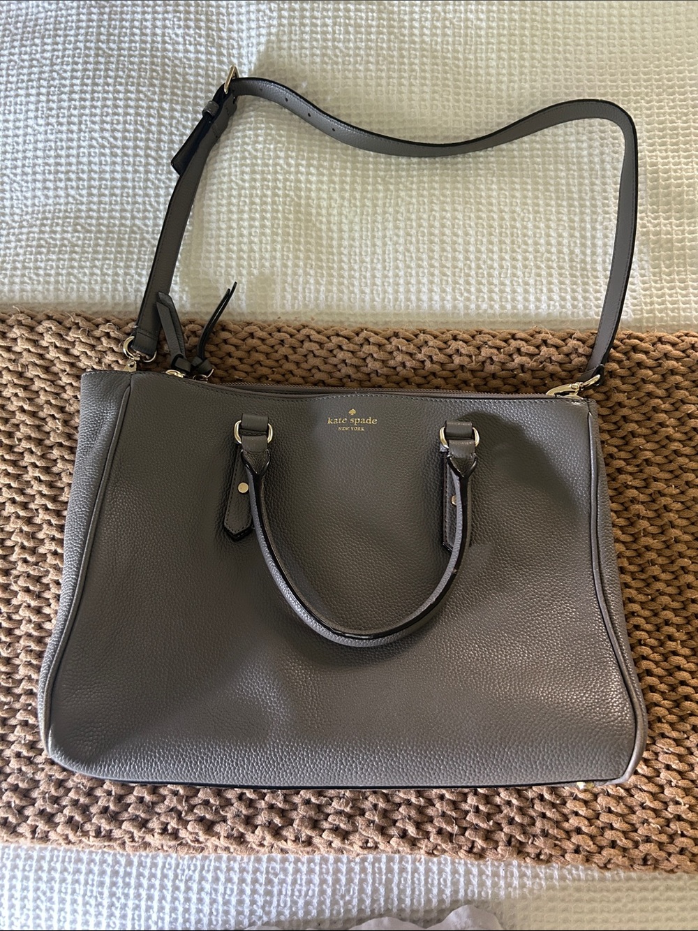 kate spade Pebbled Leather Satchel — Dark Gray